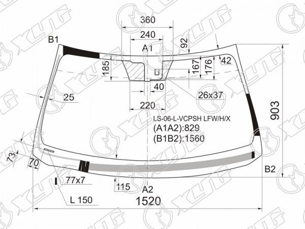 Стекло лобовое с обогревом щеток + дд LEXUS LS460 /460L /600HL 06-17