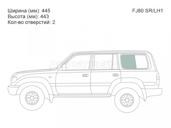 Стекло кузова боковое (не опускное) (Слева / Цвет зеленый) Toyota Land Cruiser (J80) 89-97  / Lexus LX 95-97