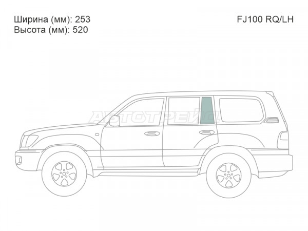 Стекло форточки (Сзади / Слева / Цвет зеленый) Toyota Land Cruiser (J100) 98-07  / Lexus LX 98-07