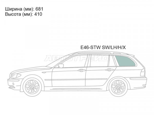 Стекло кузова боковое (не опускное) (Слева / Цвет зеленый) BMW 3-Series 98-06