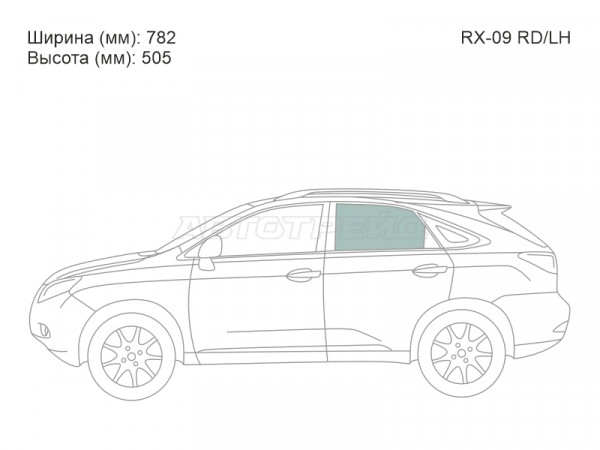 Стекло боковое опускное (Сзади / Слева / Цвет зеленый) Lexus RX 08-15