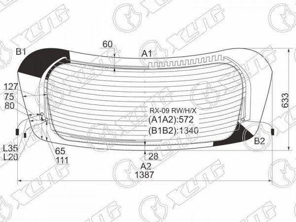 Стекло заднее с обогревом LEXUS RX270 /330 /350 /450H 09-15