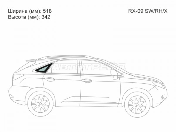 Стекло кузова боковое (не опускное) (Справа / Цвет зеленый) Lexus RX 08-15