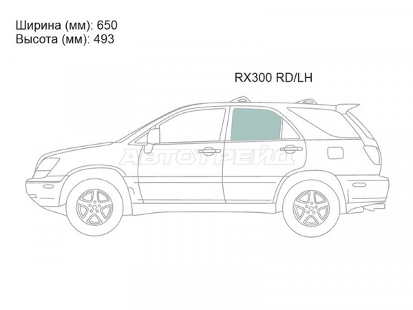 Стекло боковое опускное (Сзади / Слева / Цвет зеленый) Lexus RX 97-03  / Toyota Harrier (XU10) 97-03