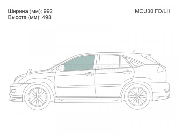 Стекло боковое опускное (Спереди / Слева / Цвет зеленый) Lexus RX 03-09  / Toyota Harrier (XU30) 03-13