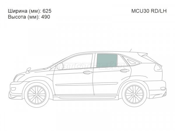 Стекло боковое опускное (Сзади / Слева / Цвет зеленый) Lexus RX 03-09  / Toyota Harrier (XU30) 03-13
