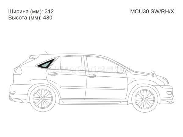 Стекло кузова боковое (не опускное) (Справа / Цвет зеленый) Lexus RX 03-09  / Toyota Harrier (XU30) 03-13
