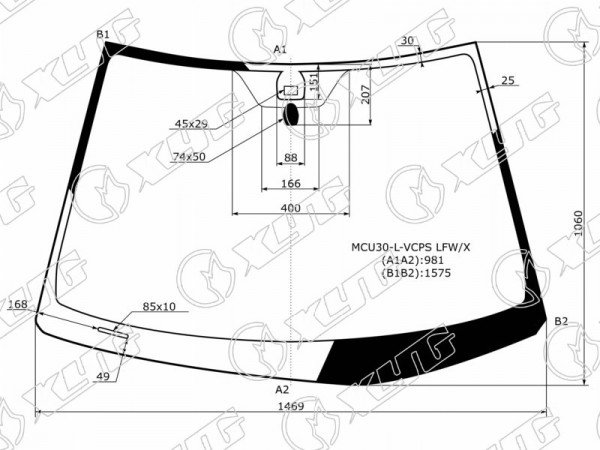 Стекло лобовое (Датчик дождя) Lexus RX 03-09