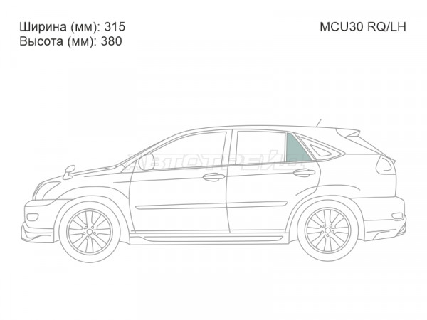 Стекло форточки (Сзади / Слева / Цвет зеленый) Lexus RX 03-09  / Toyota Harrier (XU30) 03-13