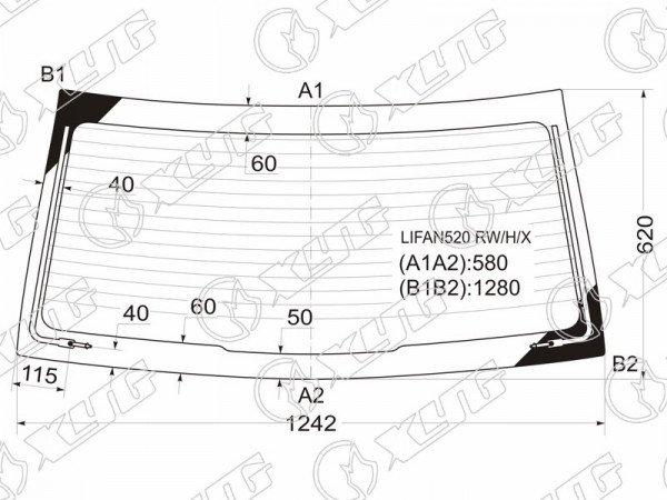 Стекло заднее с обогревом LIFAN BREEZ LF7160 520 4 /5D 06-10