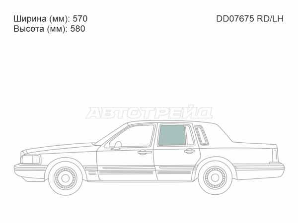 Стекло боковое опускное (Сзади / Слева / Цвет зеленый) Lincoln Town Car 89-97