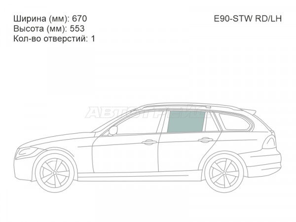 Стекло боковое опускное (Сзади / Слева / Цвет зеленый) BMW 3-Series 05-14
