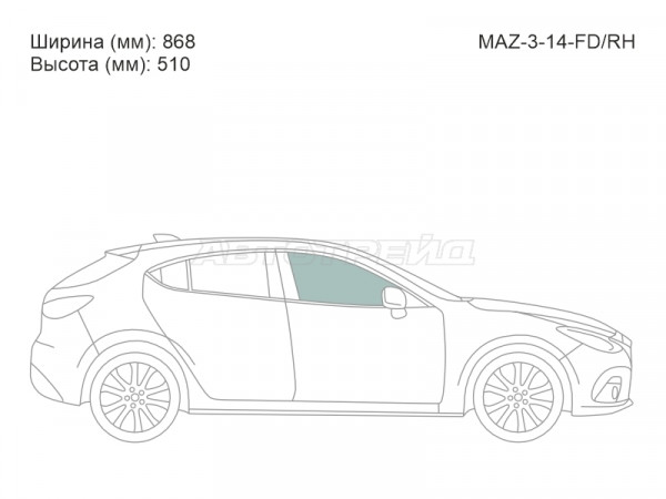 Стекло боковое опускное (Спереди / Справа / Цвет зеленый) Mazda 3 13-19  / Axela 13-19