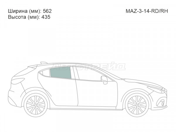 Стекло боковое опускное (Сзади / Справа / Цвет зеленый) Mazda 3 13-19  / Axela 13-19