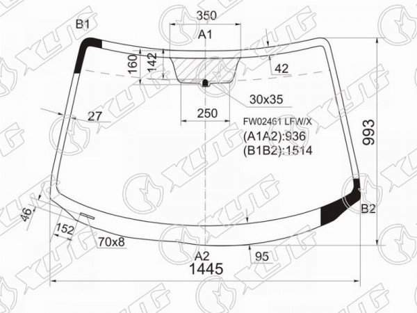 Стекло лобовое Mazda 3 03-06