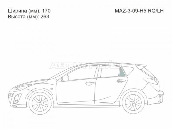 Стекло форточки (Сзади / Слева / Цвет зеленый) Mazda 3 08-13  / Axela 09-13