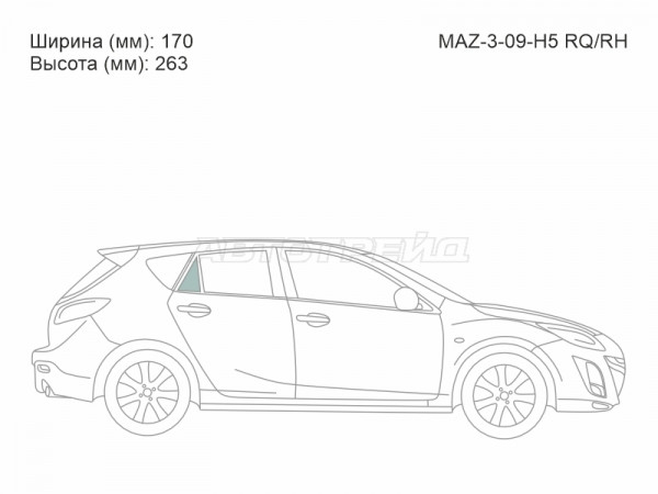 Стекло форточки (Сзади / Справа / Цвет зеленый) Mazda 3 08-13  / Axela 09-13