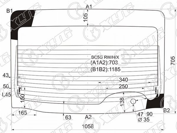 Стекло заднее с обогревом MAZDA FAMILIA 3D HBK 94-98