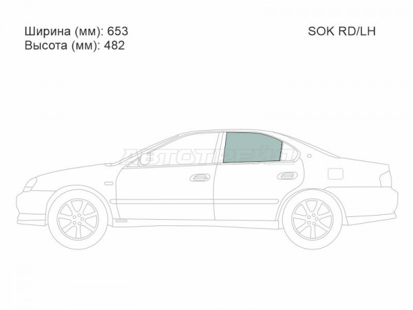 Стекло боковое опускное (Сзади / Слева / Цвет зеленый) Acura TL 98-01  / Honda Inspire 98-03