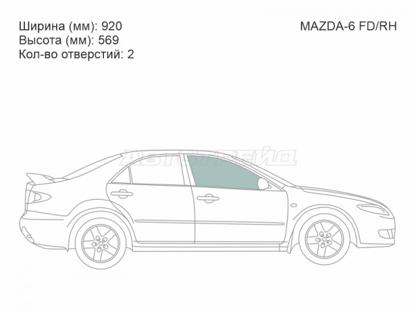 Стекло боковое опускное (Спереди / Справа / Цвет зеленый) Mazda 6 02-08  / Atenza 02-07