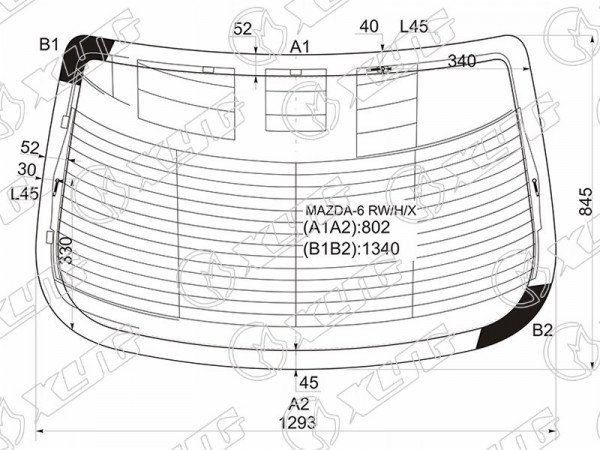 Стекло заднее (Цвет зеленый / Обогрев / Антенна / 4D SED) Mazda 6 02-08  / Atenza 02-07