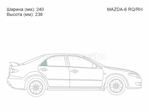 Стекло форточки (Сзади / Справа / Цвет зеленый) Mazda 6 02-08  / Atenza 02-07