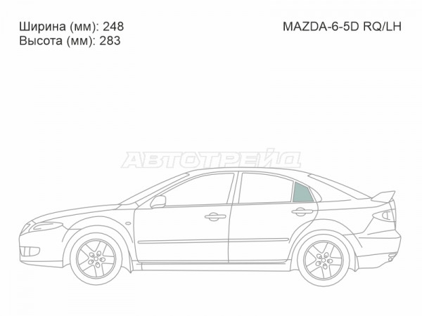 Стекло форточки (Сзади / Слева / Цвет зеленый) Mazda 6 02-08  / Atenza 02-07