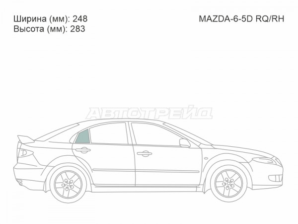 Стекло форточки (Сзади / Справа / Цвет зеленый) Mazda 6 02-08  / Atenza 02-07