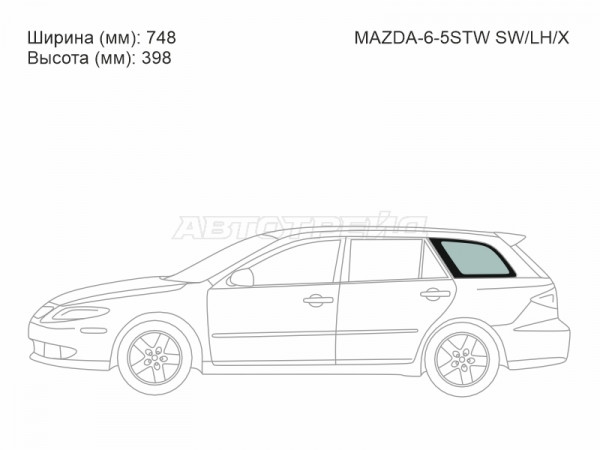 Стекло кузова боковое (не опускное) (Слева / Цвет зеленый) Mazda 6 02-08  / Atenza 02-07
