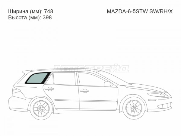 Стекло кузова боковое (не опускное) (Справа / Цвет зеленый) Mazda 6 02-08  / Atenza 02-07