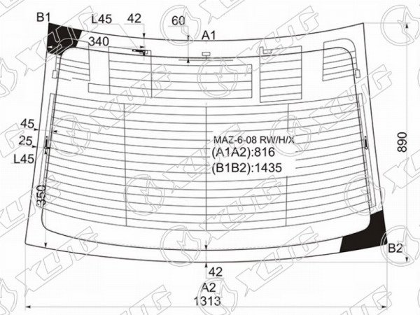Стекло заднее с обогревом MAZDA 6 /ATENZA 4D SED 08-12