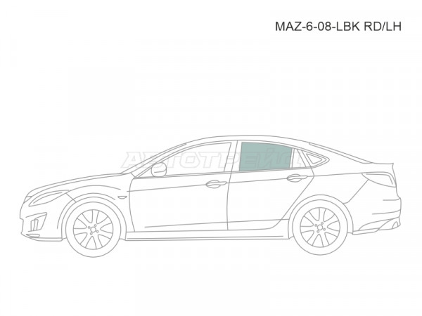 Стекло боковое опускное (Сзади / Слева / Цвет зеленый) Mazda 6 07-12  / Atenza 07-12