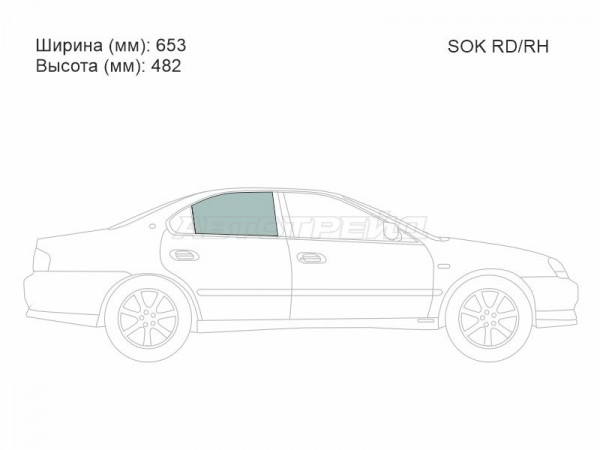 Стекло боковое опускное (Сзади / Справа / Цвет зеленый) Acura TL 98-01  / Honda Inspire 98-03