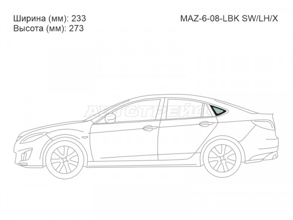 Стекло кузова боковое (не опускное) (Слева / Цвет зеленый) Mazda 6 07-12  / Atenza 07-12