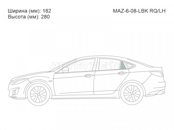Стекло форточки (Сзади / Слева / Цвет зеленый) Mazda 6 07-12  / Atenza 07-12