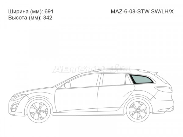 Стекло кузова боковое (не опускное) (Слева / Цвет зеленый) Mazda 6 07-12  / Atenza 07-12