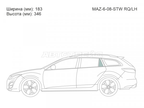 Стекло форточки (Сзади / Слева / Цвет зеленый) Mazda 6 07-12  / Atenza 07-12