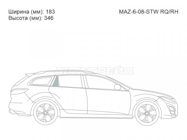 Стекло форточки (Сзади / Справа / Цвет зеленый) Mazda 6 07-12  / Atenza 07-12