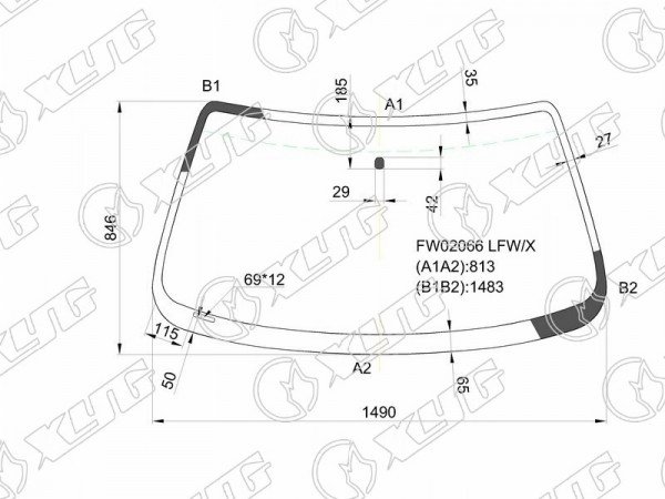 Стекло лобовое (Сборка США) Mazda 626 87-02  / Capella 97-02