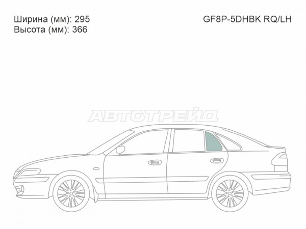 Стекло форточки (Сзади / Слева / Цвет зеленый) Mazda 626 97-02  / Capella 97-02