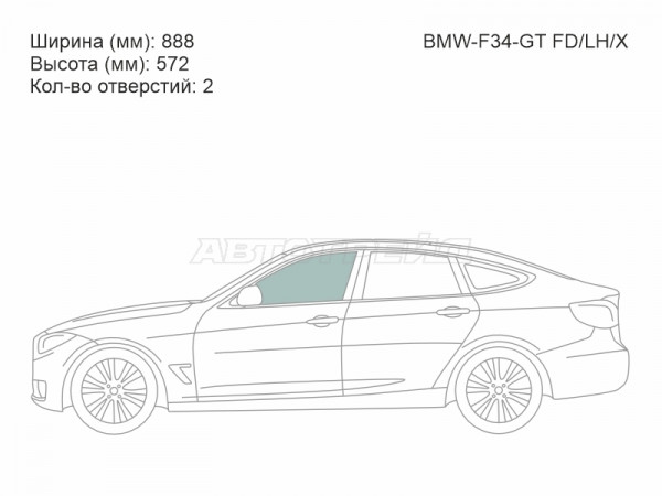 Стекло боковое опускное (Спереди / Слева / Цвет зеленый) BMW 3-Series Gran Turismo 13-20