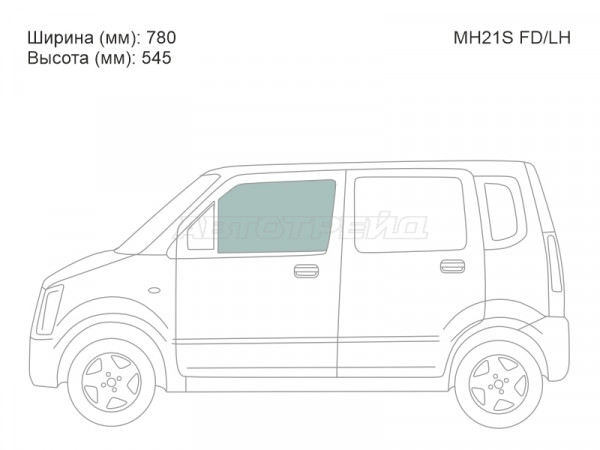 Стекло боковое опускное (Спереди / Слева / Цвет зеленый) Mazda AZ-Wagon 03-08  / Suzuki Wagon R 03-08