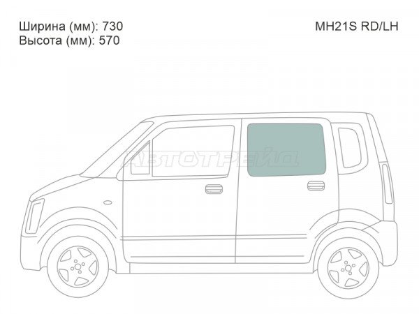 Стекло боковое опускное (Сзади / Слева / Цвет зеленый) Mazda AZ-Wagon 03-08  / Suzuki Wagon R 03-08
