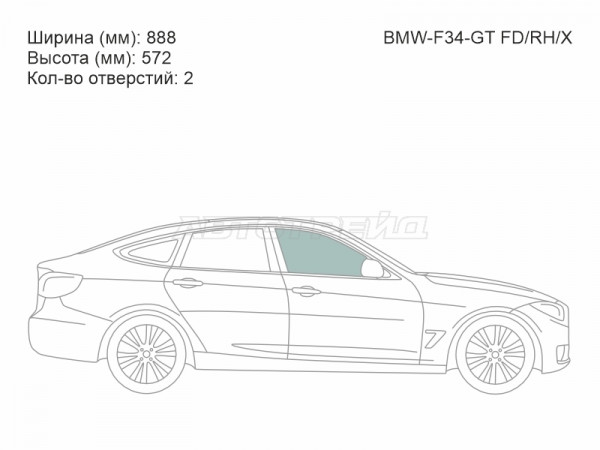 Стекло боковое опускное (Спереди / Справа / Цвет зеленый) BMW 3-Series Gran Turismo 13-20