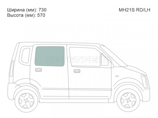 Стекло боковое опускное (Сзади / Справа / Цвет зеленый) Mazda AZ-Wagon 03-08  / Suzuki Wagon R 03-08