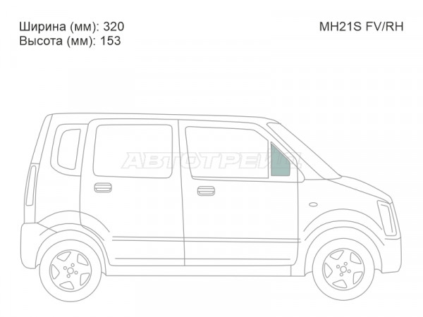 Стекло форточки (Спереди / Справа / Цвет зеленый) Mazda AZ-Wagon 03-08  / Suzuki Wagon R 03-08
