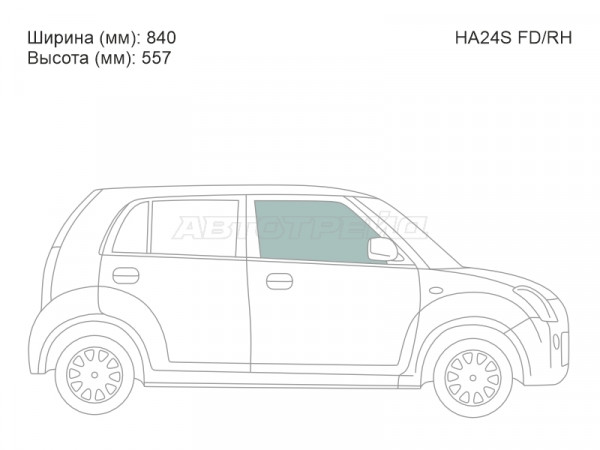 Стекло боковое опускное (Спереди / Справа / Цвет зеленый) Mazda Carol 04-09  / Nissan Pino 07-10