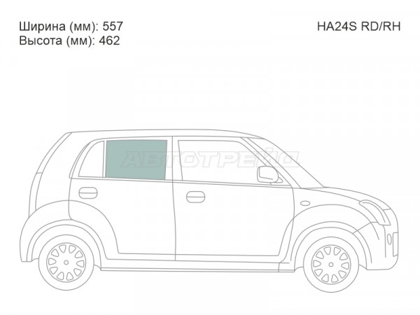 Стекло боковое опускное (Сзади / Справа / Цвет зеленый) Mazda Carol 04-09  / Nissan Pino 07-10