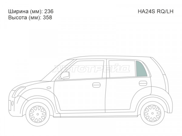 Стекло форточки (Сзади / Слева / Цвет зеленый) Mazda Carol 04-09  / Nissan Pino 07-10
