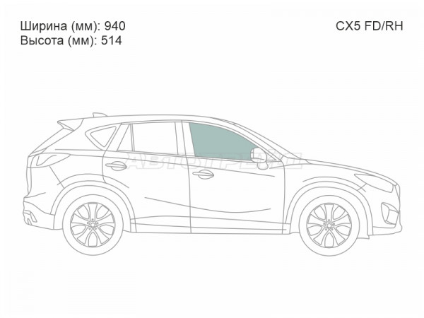 Стекло боковое опускное (Спереди / Справа / Цвет зеленый) Mazda CX-5 11-17